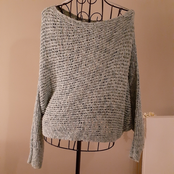 Mint color off the shoulder sweater - Picture 3 of 6